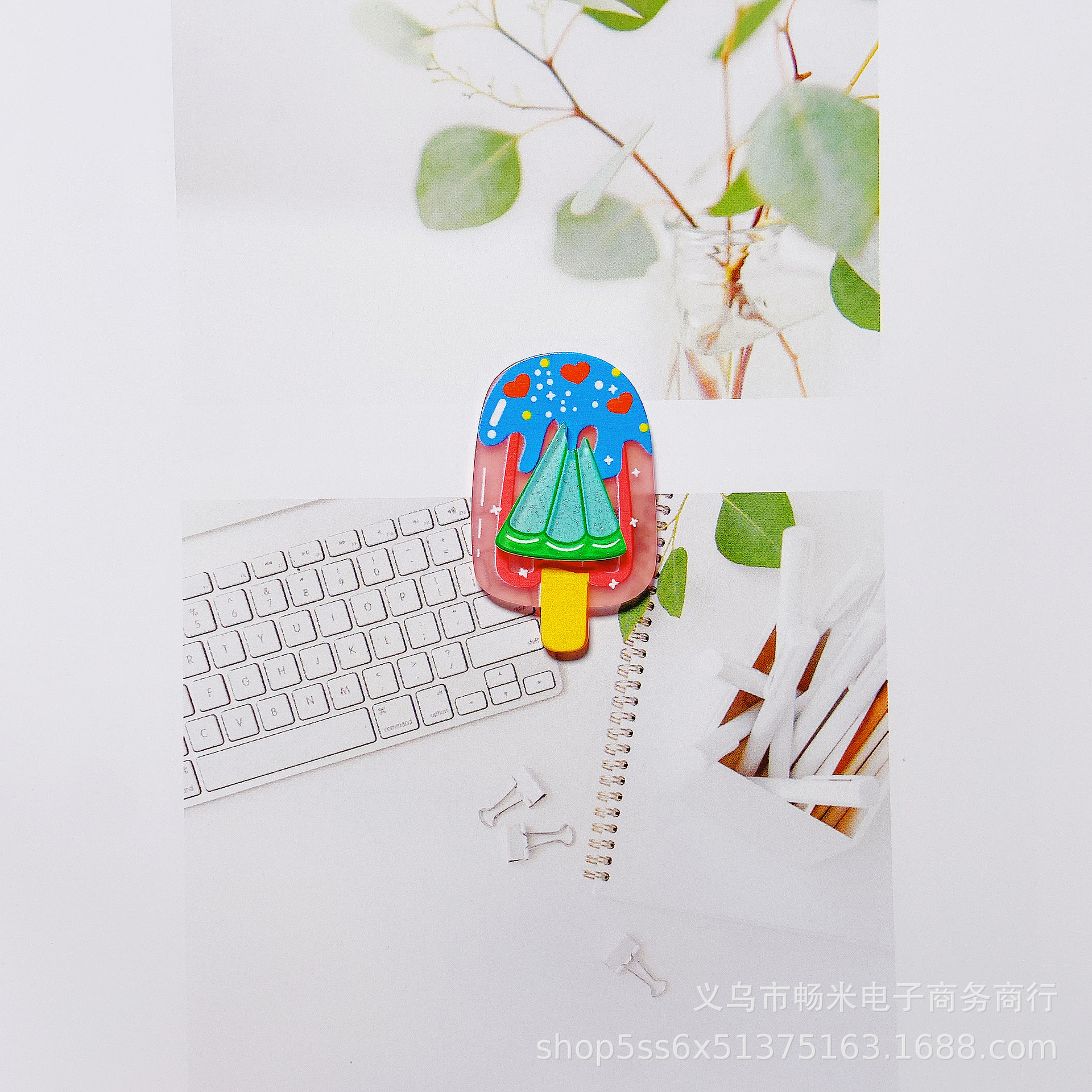 Creative Popsicle tridimensional parche acrílico de doble capa joyería de la cáscara del teléfono móvil con llavero bricolaje pendientes hechos a mano material