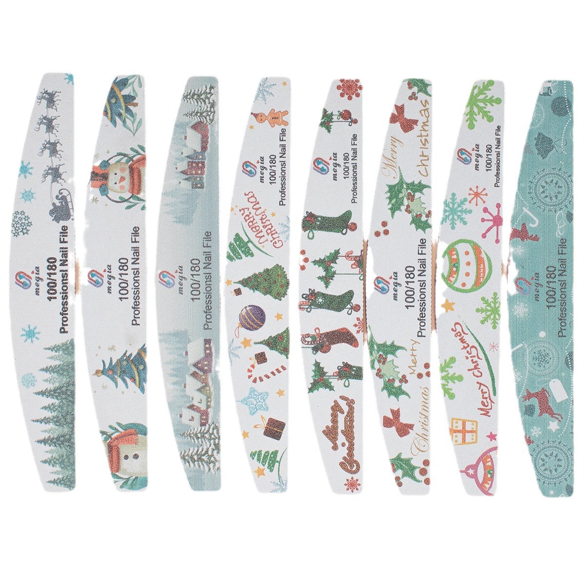 Navidad Nueva lima de uñas impresa tira de frotamiento de uñas al por mayor 100/180 pulido de doble cara lavable arena