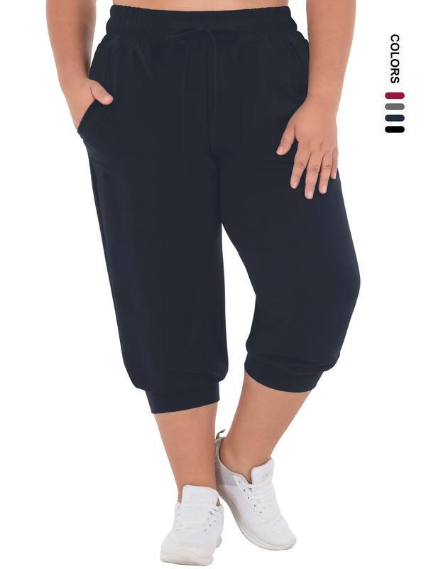 2025 New Cross-Border Dropshipping Solid Color Drawstring Waist Capri Pants Casual Capri Pants