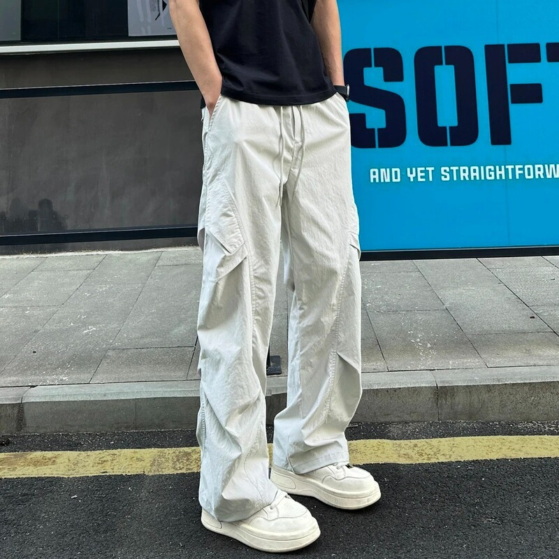 American-Style Vibe Trendy Wrinkle-Effect Straight-Leg Casual Pants for Men and Women, Summer Thin Loose Outdoor Quick-Dry Workwear Parachute Pants American-Style Vibe Trendy Wrinkle-Effect Straight-Leg Casual Pants for Men and Women, Summer Thin Loose Outdoor Quick-Dry Workwear Parachute Pants