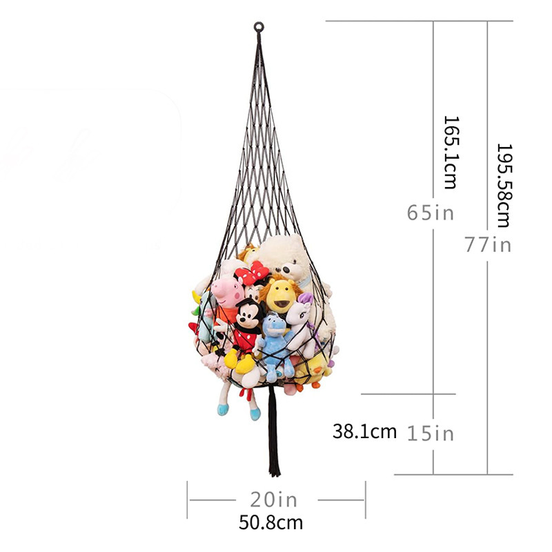 クロスボーダー吊りおもちゃ収納吊り網手編みぬいぐるみ収納網ポケットボヘミアン玩具ハンモック|undefined