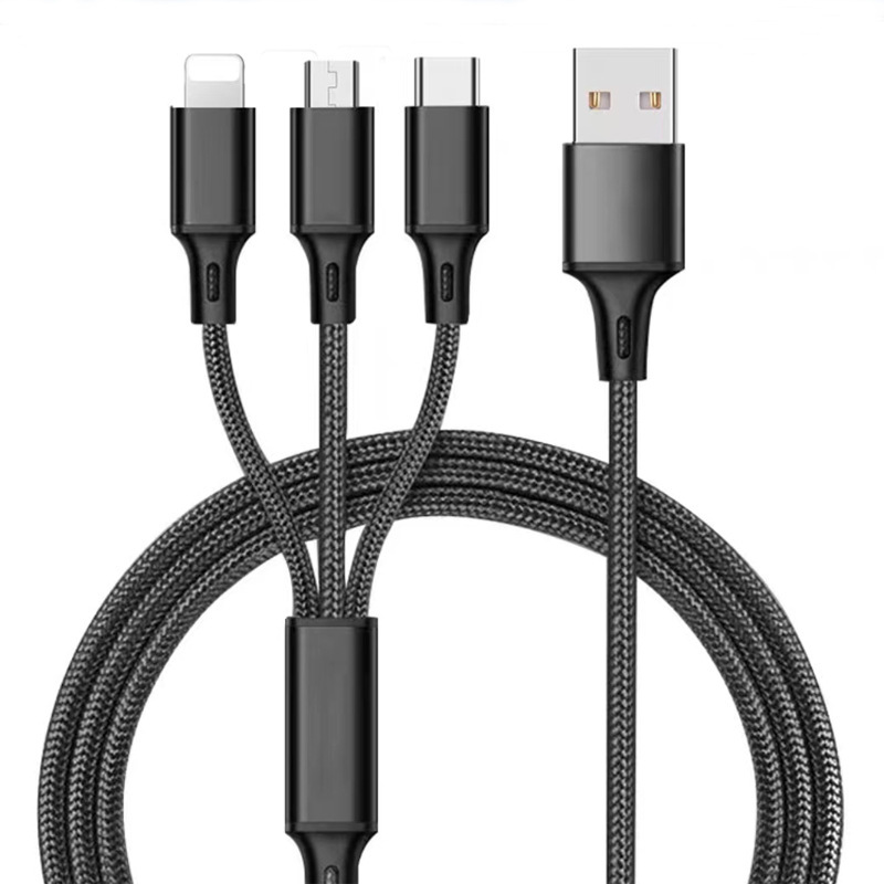 一モップ三純銅線急速充電データ線携帯電話充電線編組線アンドロイドtype-c三合一充電線|undefined