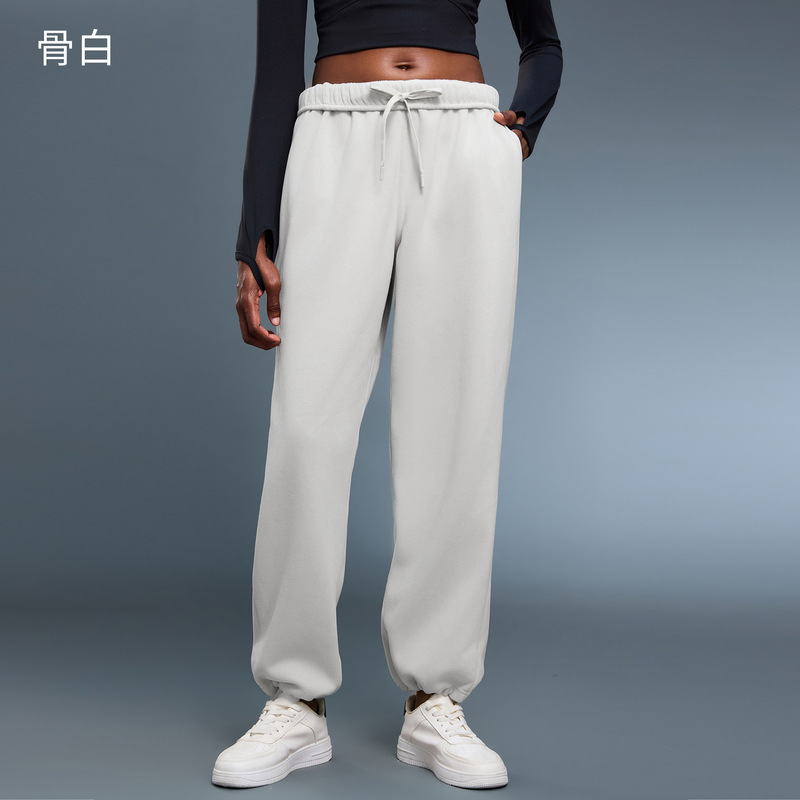 加绒卫裤女宽松抽绳束脚裤秋冬加厚运动裤直筒百搭休闲长裤D25134|undefined