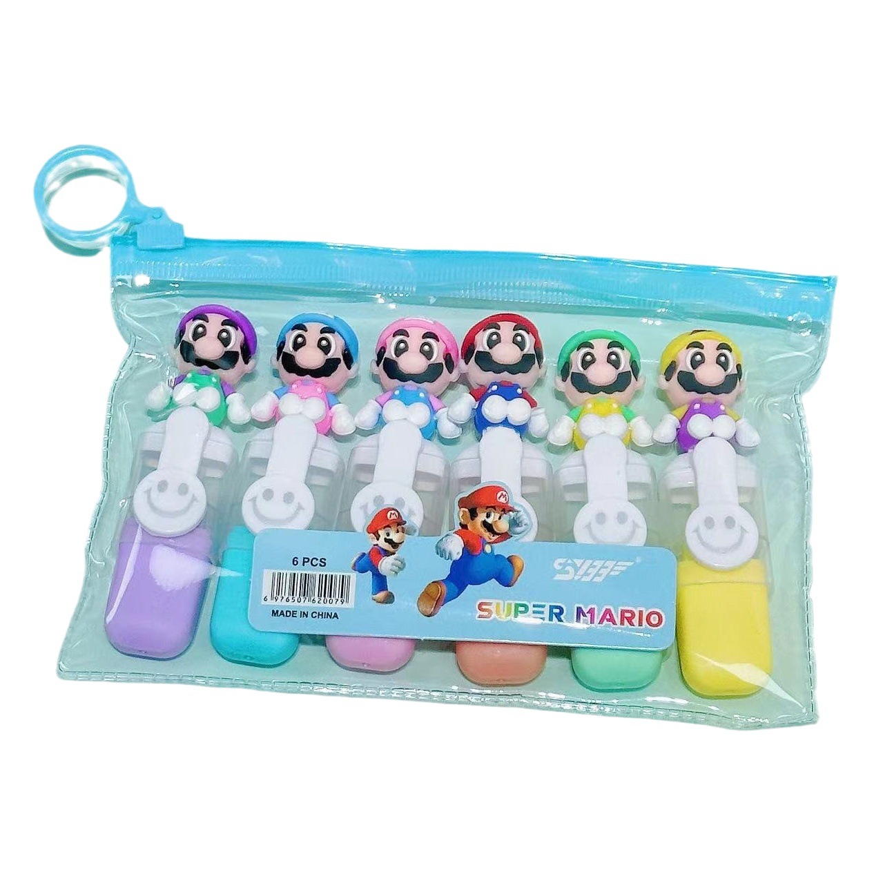 Mini traje de resaltador de 6 colores de dibujos animados de estilo de dibujos animados de aspecto alto estudiante marcador de color marcador clave