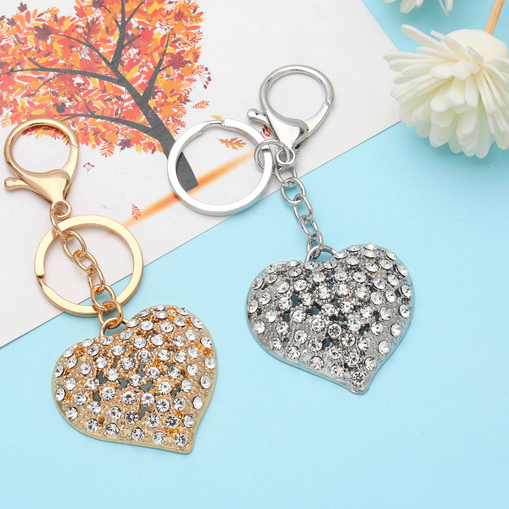 Mode Coeur Forme Alliage Diamant Strass Femmes Porte-clés display picture 4