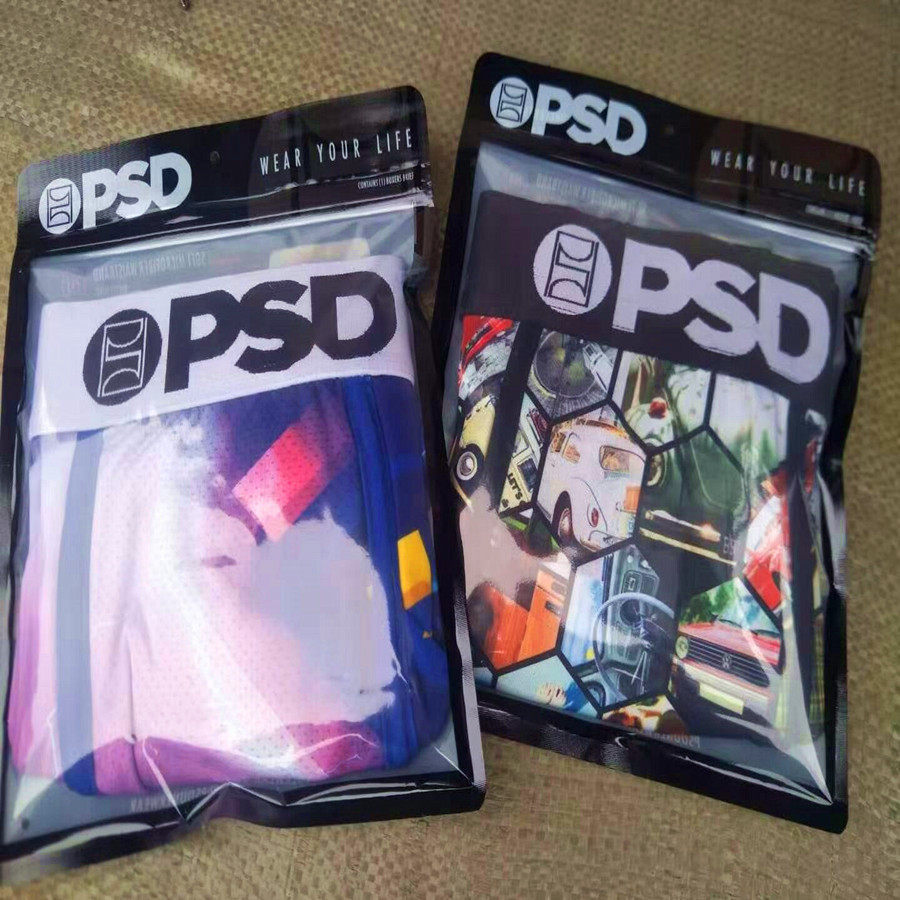 Marca de moda PSD seda de hielo pantalones cortos de poliéster pantalones de playa estampados anime deportes cómodos correr bóxer calzoncillos para hombres