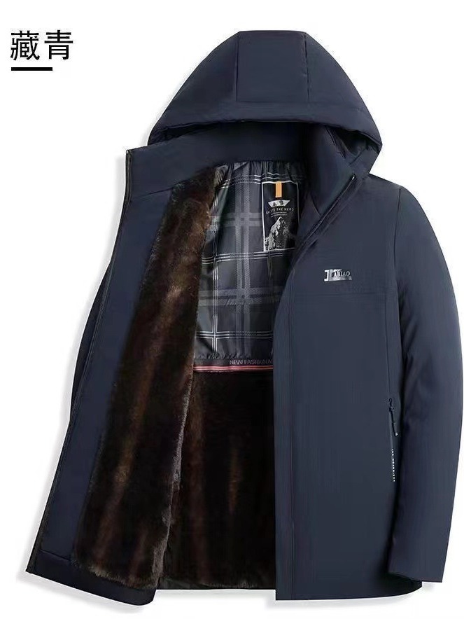 Chaqueta acolchada de algodón de invierno para hombres de mediana edad y ancianos con forro de lana engrosada a prueba de frío Chaqueta acolchada de algodón de papá con capucha a prueba de frío nuevo Abrigo acolchado de algodón