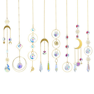 Cross-border Direct Supply Golden silver Series Moon Star Light Collection Jewelry Garden Decoration Crystal Pendant Sun Catcher