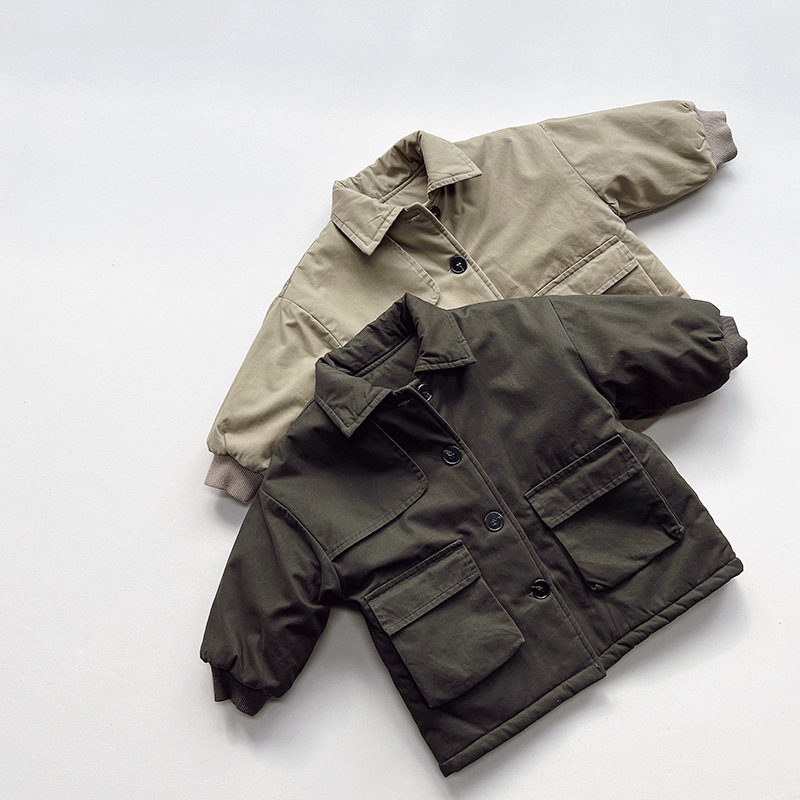 Gabardina acolchada de algodón para niños de estilo Harajuku 2024 Invierno nuevos hombres y mujeres de estilo coreano estilo japonés medio-largo grueso abrigo moda