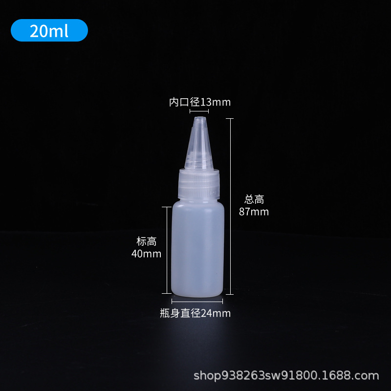 Botella de punta translúcida 10 500ml extrusible con botella de goteo de escala botella de plástico PE botella de tinta botella de pegamento
