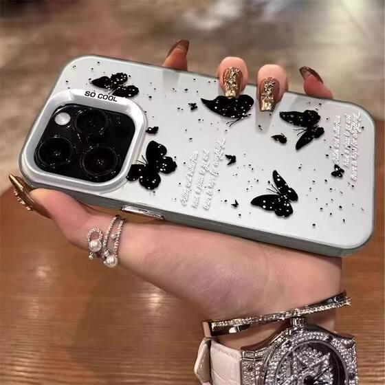 Small fresh butterfly for 15ProMax mobile phone case iPhone14 high color value 13 color silver case 12/11 full package 7