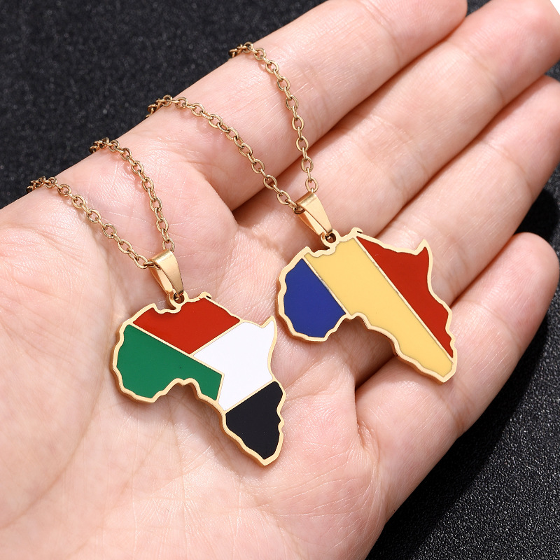 Stainless Steel 18K Gold Plated Fashion Dripping Oil National Flag None Necklace display picture 12