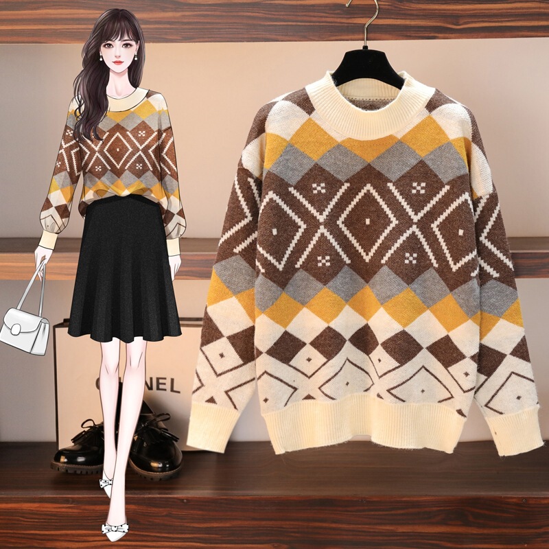 Real photos of a forest-inspired, relaxed-style sweater for women, a new autumn/winter Korean-style loose-fitting, slimming, and versatile knit top in red