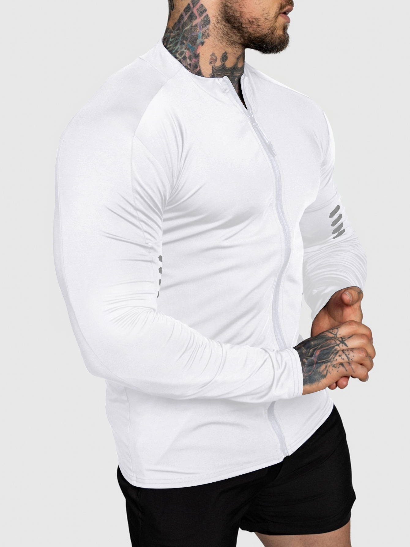 Men's Quick Drying Long Sleeve Cardigan Jacket Slim Fit Stretch Sports Fitness Base Layer Training Running Top Trendy Autumn_viptrois.com