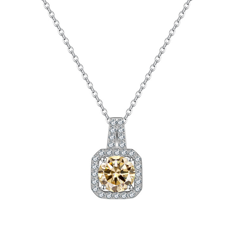 925 Sterling Silver Necklace with 1 Karat Color Moissanite Cross-border Female Style for Tik Tok Live Stream0