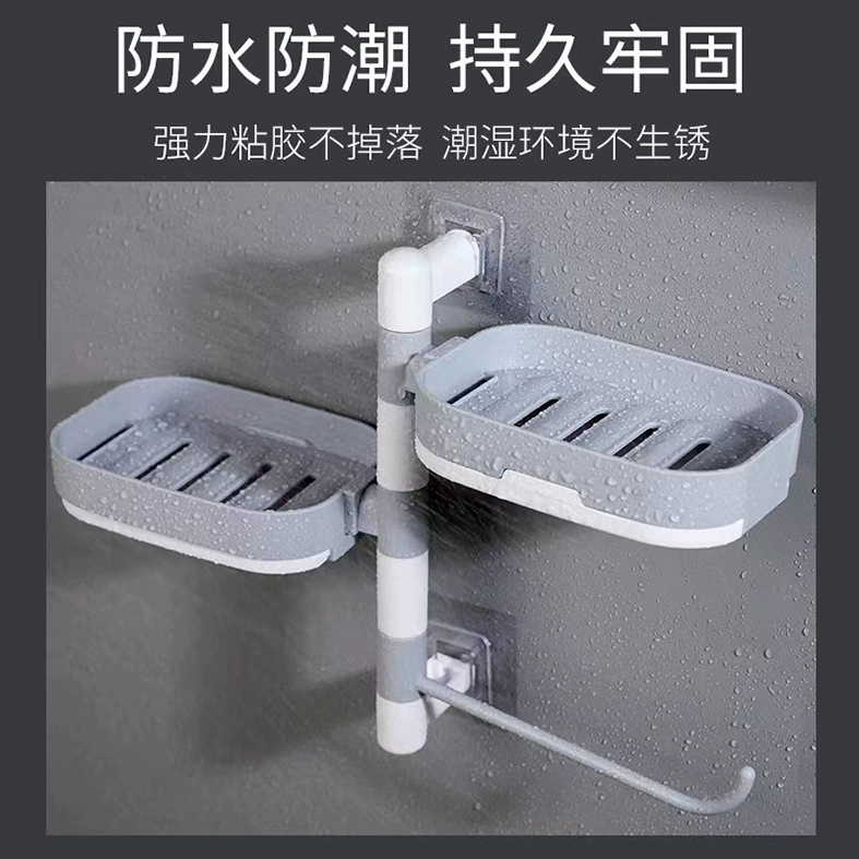 Вращающаяся стойка для сушки мыла без перфорации, креативная стойка для ванной комнаты, многослойная мыльница, настенная