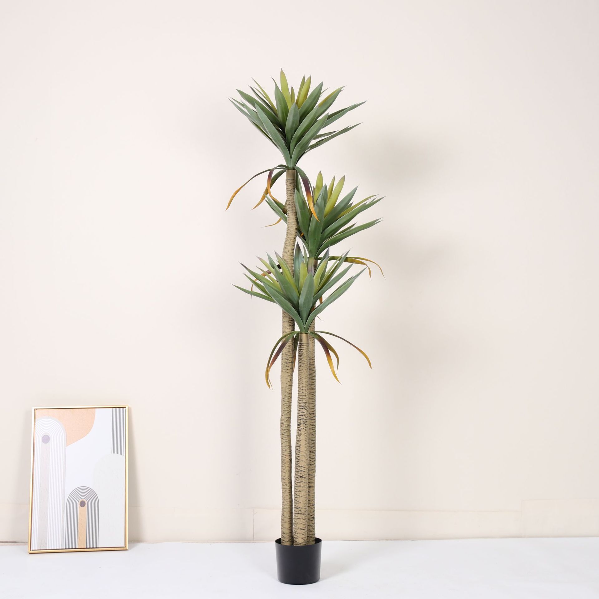 Planta en maceta de agave de simulación a gran escala, planta verde de simulación, decoración de piso interior, paisajismo de plantas tropicales biónicas