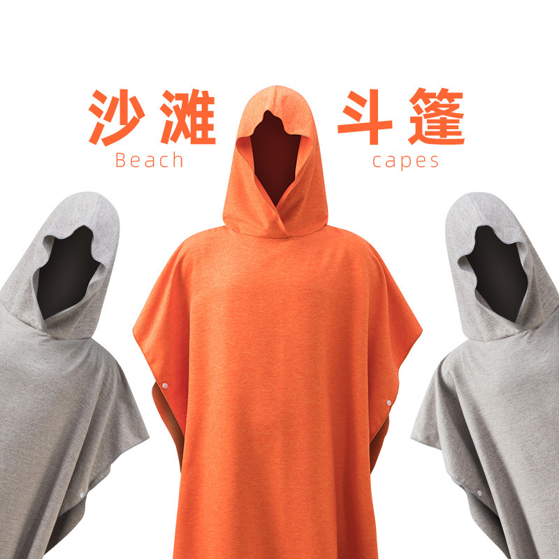 Capa de playa de secado rápido de terciopelo de doble cara, buceo, secado rápido, cambio de ropa con capucha, toalla absorbente, baño de aguas termales, cambio de ropa