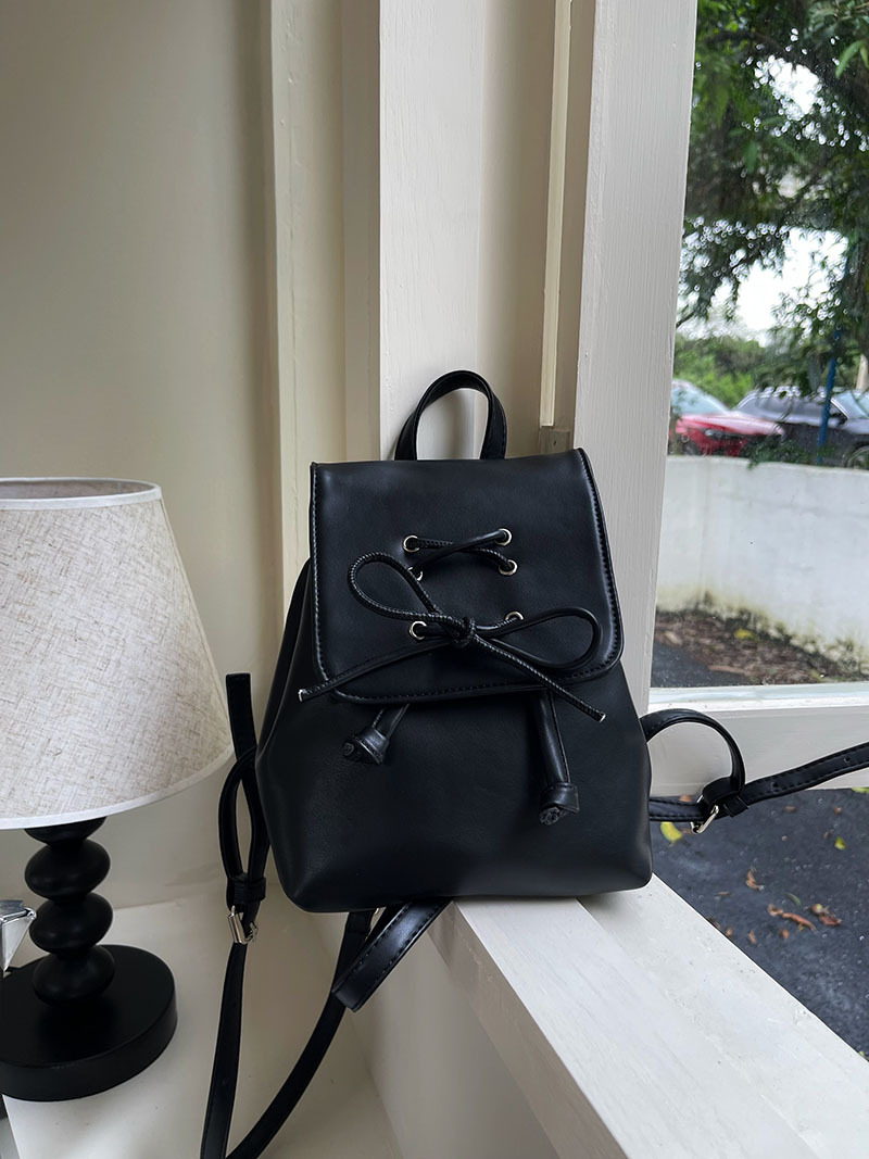 Ballet style bow double shoulder women's bag 2024 new trendy Korean backpack, cute portable shoulder bag schoolbag_voghion.com