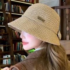 冬季女法式小香风渔夫帽韩版休闲复古百搭盆帽气质显脸小水桶帽