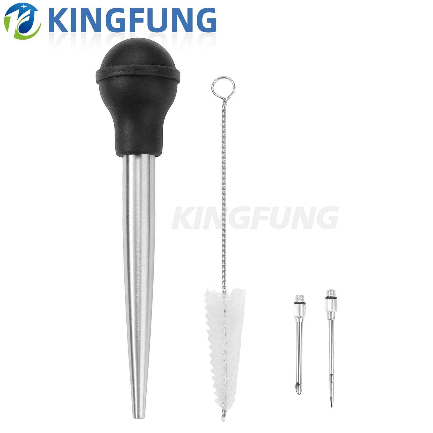 Набор для приправ из нержавеющей стали: игла для индейки с щеткой для чистки, насос для приправ, двусторонний шприц для приправ, кухонные гаджеты