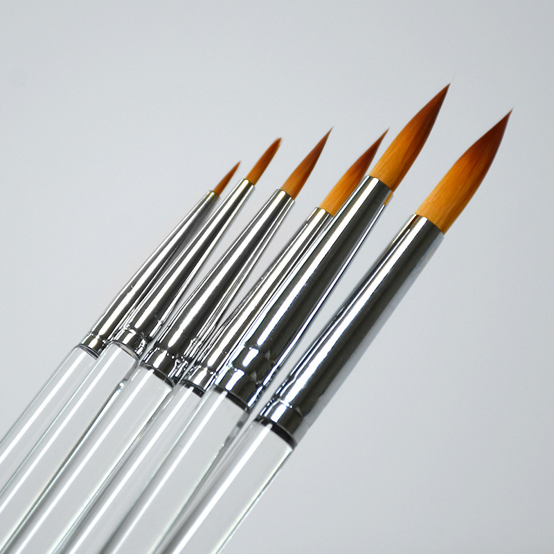 Aaishake acrílico nylon cabeza redonda cristal varilla gancho pluma acuarela uñas belleza cara pluma aceite cepillo varilla transparente