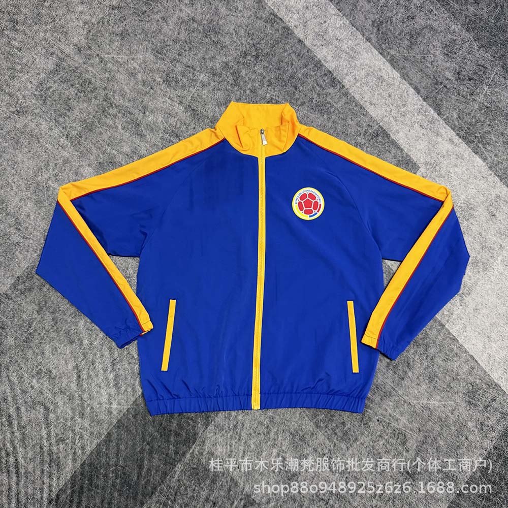 World Cup Colombia royal blue warm-up jacket casual long-sleeve football training jacket