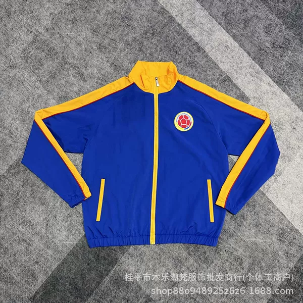 World Cup Colombia royal blue warm-up jacket casual long-sleeve football training jacket