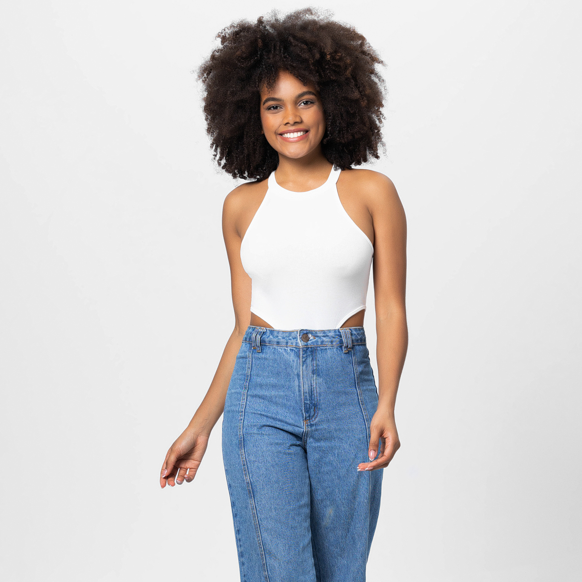 Women's solid color jumpsuit women's sense high fork tee tight thread halter rompers Spice Girls shorts_voghion.com