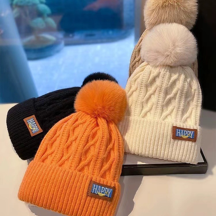 Cappello lavorato a maglia in peluche spesso per donna autunno e inverno cappello di lana antifreddo caldo protezione per le orecchie viso piccolo grande circonferenza della testa_voghion.com