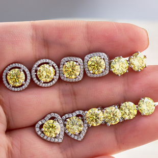Moissanite Earrings Cross-border Live Broadcast for Wholesale 1CT6.5mm * 2 Sterling Silver Earrings with GRA Certificate