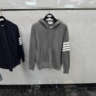 [Strength Factory] New TB Sweater Men's and Women's Back Sailing Four-Bar Zipper Hooded Wool Jacket