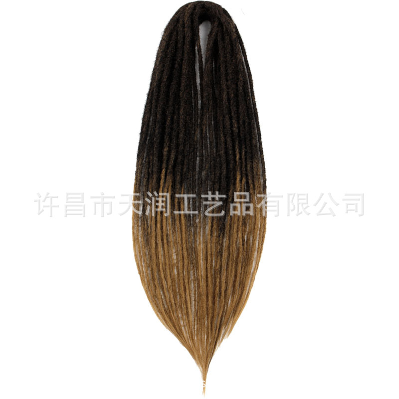 Fabricantes europeos y americanos suministro directo de fibra química crochet peluca trenza sucia doble cola trenza sucia peluca dreadlockdoubleend