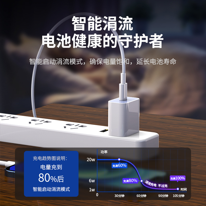 Aplicable a Apple 20WPD cable de carga rápida flash cable de datos de carga Apple 11/12/13PROMAX/14 cargador cabeza