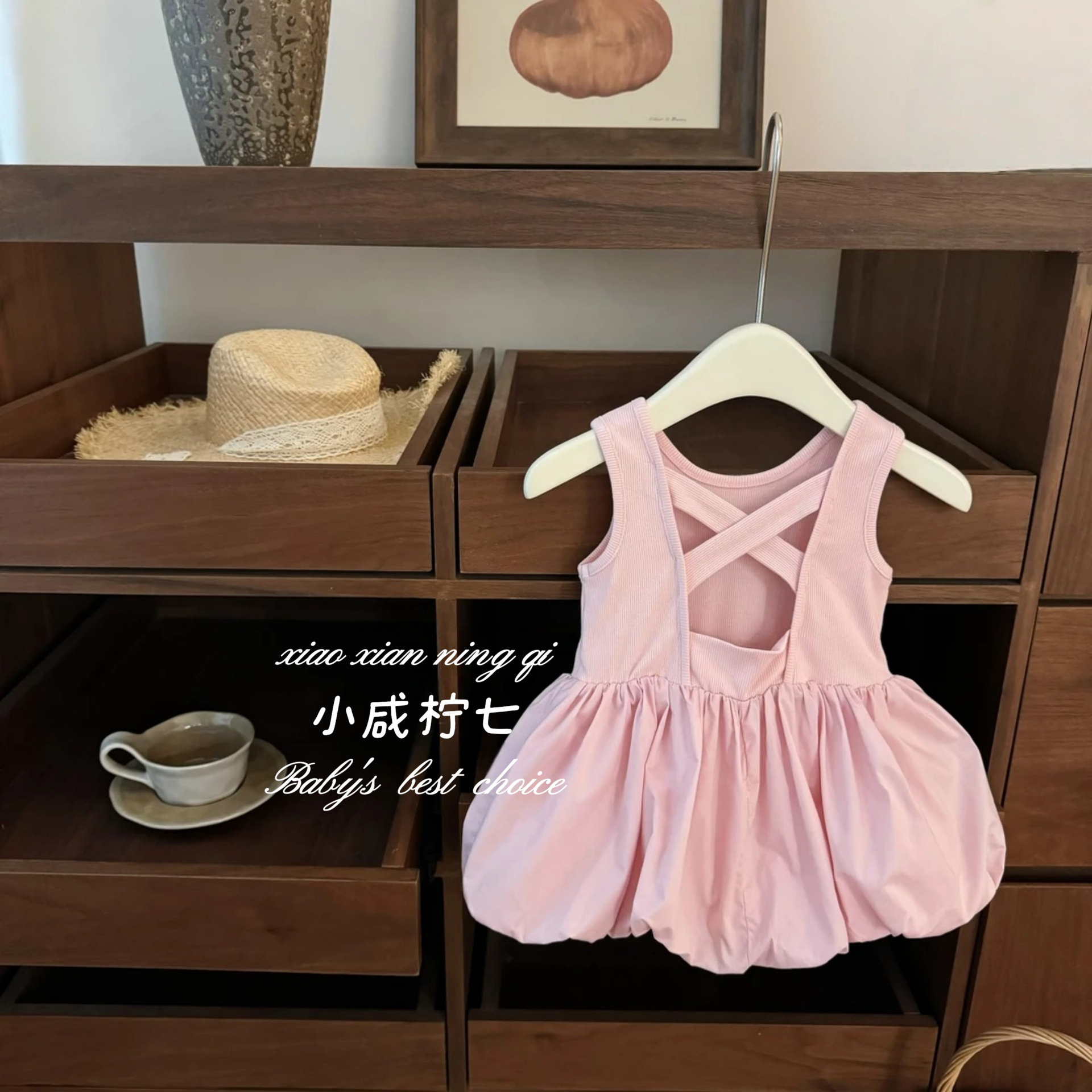【Little Salty Lemon Seven】Ballet Aesthetics! Baby Girl Pink Sweet Little Backless Stylish Flower Bud Princess Dress