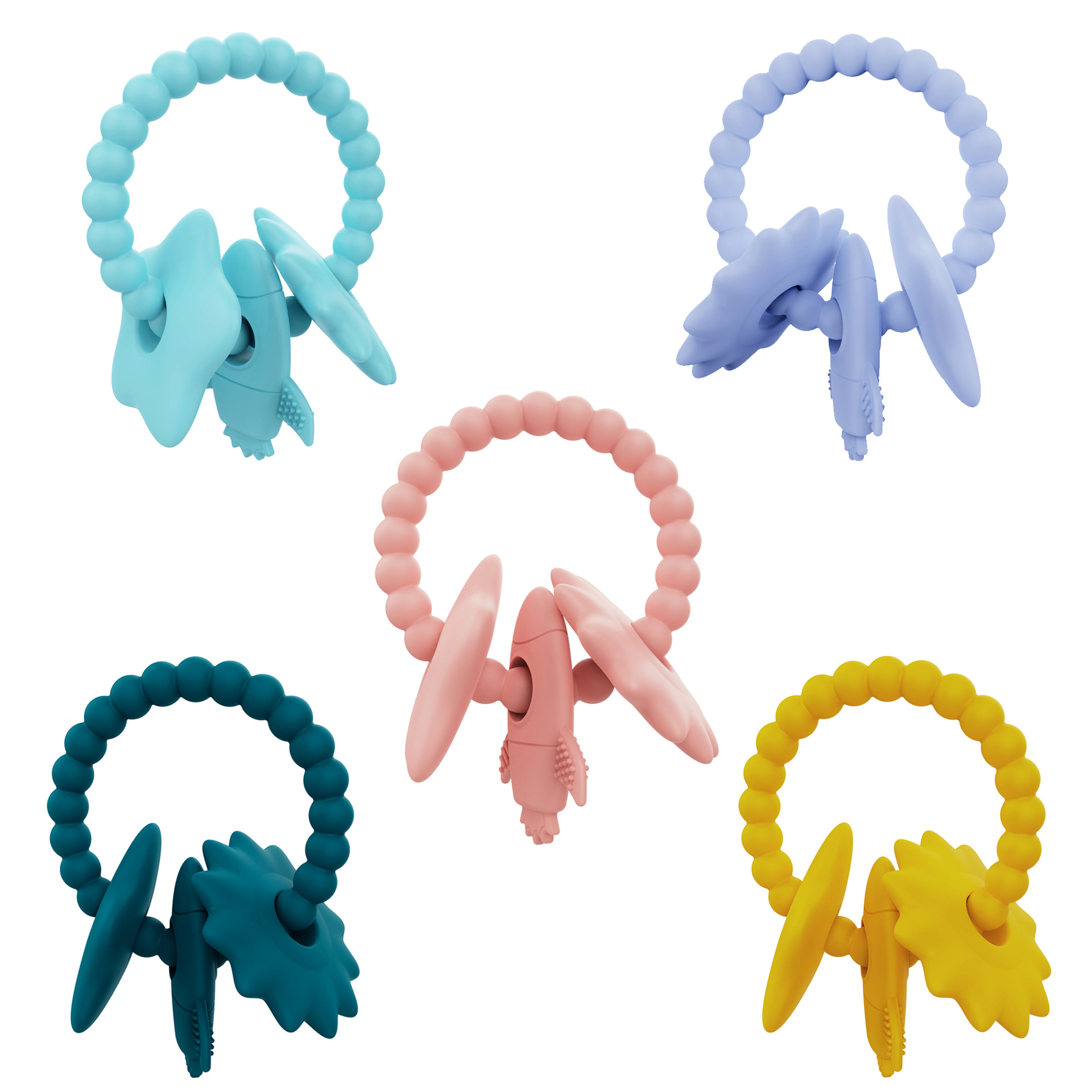 Juguetes de dentición para bebés, guantes de dedo de silicona de grado alimenticio, juguetes de masticación de muñeca de goma de diente para bebés image 5
