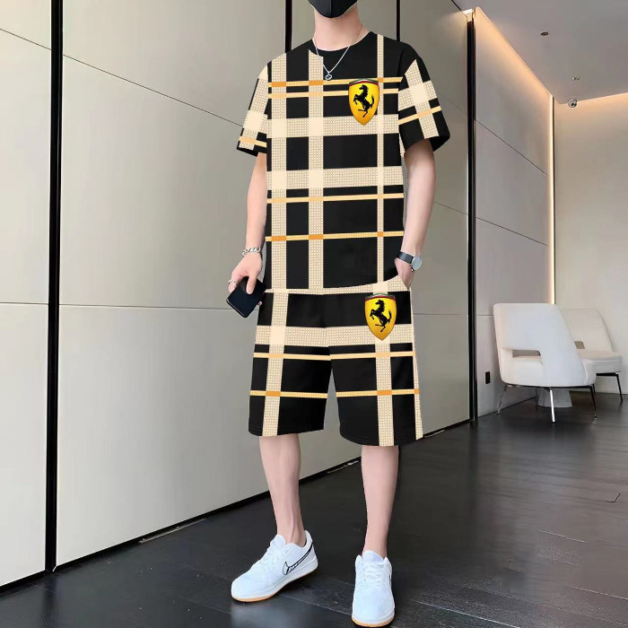 F087 카키 체크 무늬