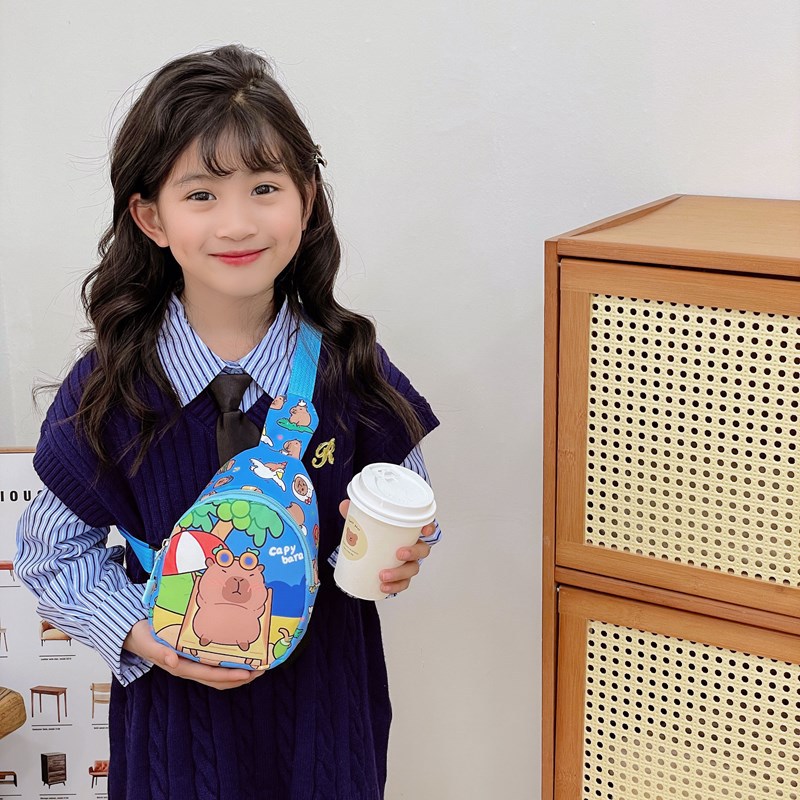 Bolsos de pecho de dibujos animados japoneses para niños y niñas, impresión extranjera de Kapibara, bolsos de mochila para bebés, nuevos bolsos mini para niños