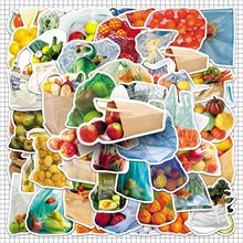 50张袋装食物创意个性生活风趣味贴纸充电宝手机壳墙面贴纸批发