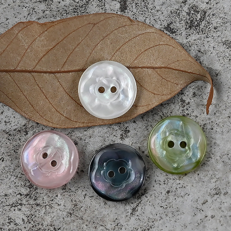 Ambilight Pink Blue Purple Flower Resin Button Shirt Small Button Sweater Knitted Cardigan Clothing Button