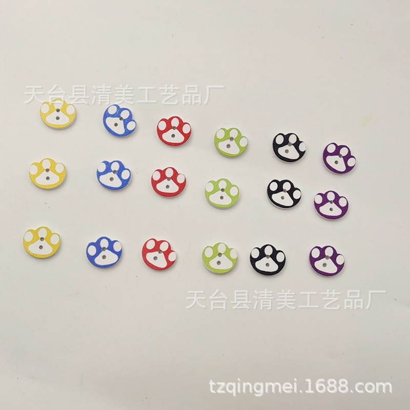 16*14mm fondo blanco en forma de huella botones de madera botones decorativos de madera de bricolaje 50 piezas por paquete