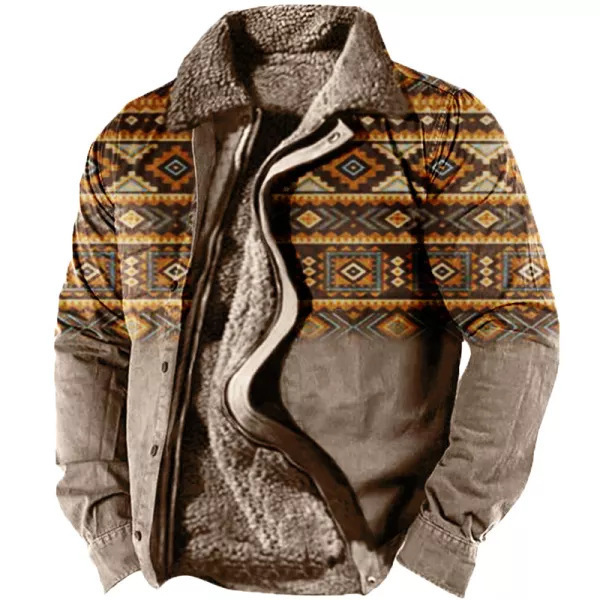 Cross-border en stock bolsillo de costura lateral engrosada casual cremallera suelta Lobo marrón Chaqueta de algodón de manga larga para hombres jóvenes