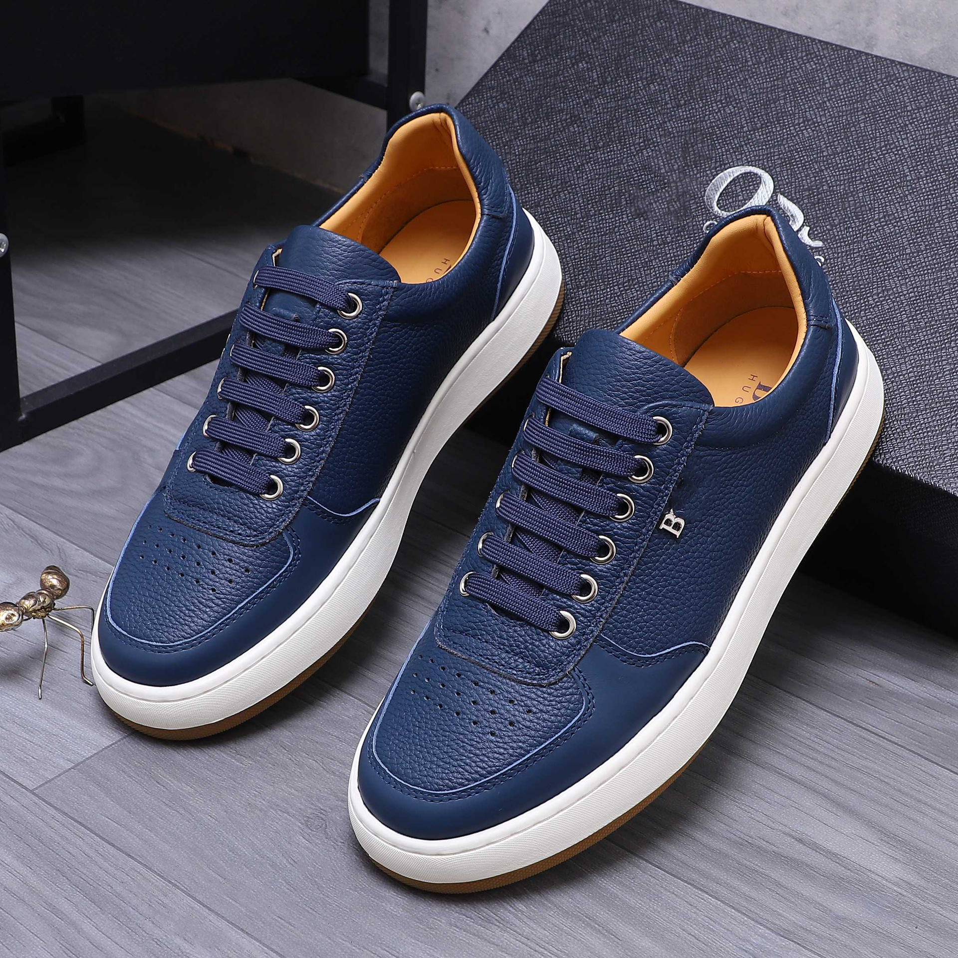 Quality Shoes High-End Trendy Versatile Fashion Men's Shoes Genuine Leather Patchwork Breathable Low-Top Comfortable Casual_vogvips.com