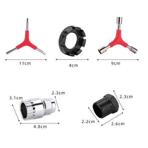 Removal of the central axis crankset flywheel bicycle mountain bike tool chain cutter inner hexagonal wrench spoke wrench bracket