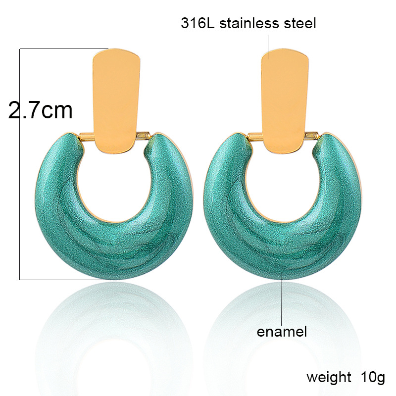 Fashion Geometric Titanium Steel Plating Drop Earrings 1 Pair