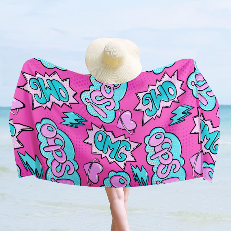 Toallas de baño de secado rápido transfronterizas, toallas de playa, toallas de capa portátiles y portátiles, toallas de baño impresas y absorbentes, personalización térmica al por mayor