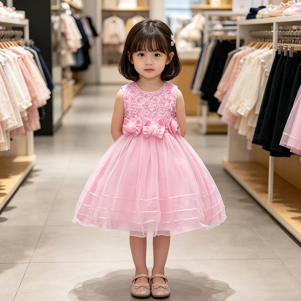 European and American Foreign Trade Children's skirt summer temperament girls wedding flower girl dress Princess dress children's clothing a generation of hair