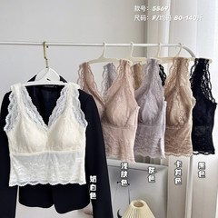 French beauty vest exquisite lace floral integrated fixed cup breathable breast fashionable suspender vest 5569
