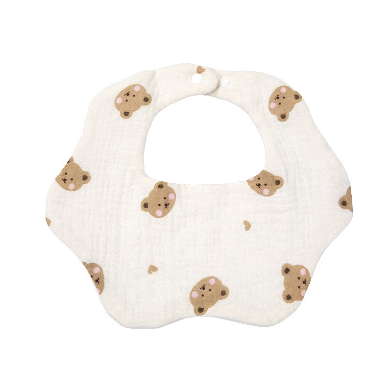 Toalla de saliva para bebé 6 capas de gasa de algodón grueso babero de bebé de 360 grados con impresión de dibujos animados babero para bebé