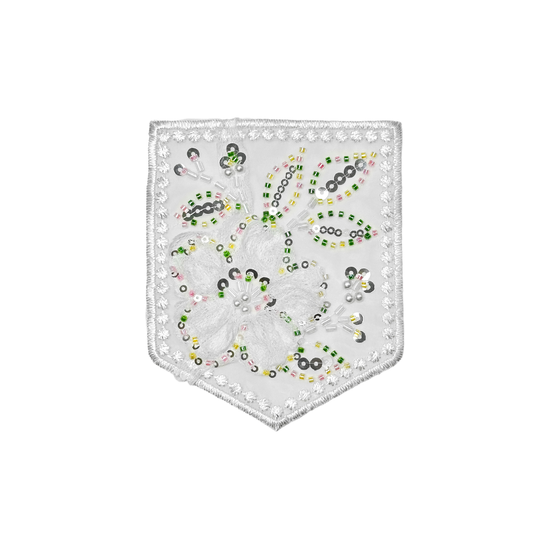 Nueva moda de agua bordada flor de tela pegada pentagonal bolsillo decoración pegada jeans ropa accesorios comercio exterior
